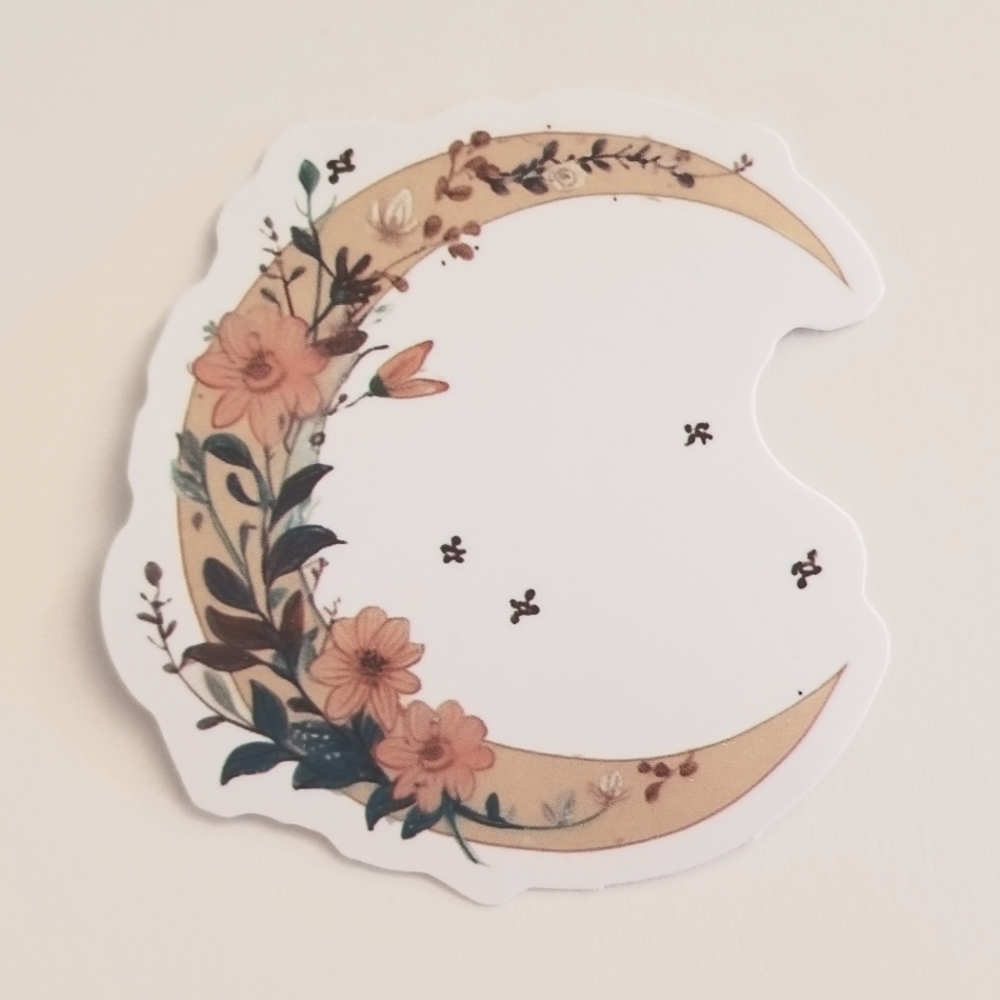 10/$10 Pretty Floral Moon Sticker